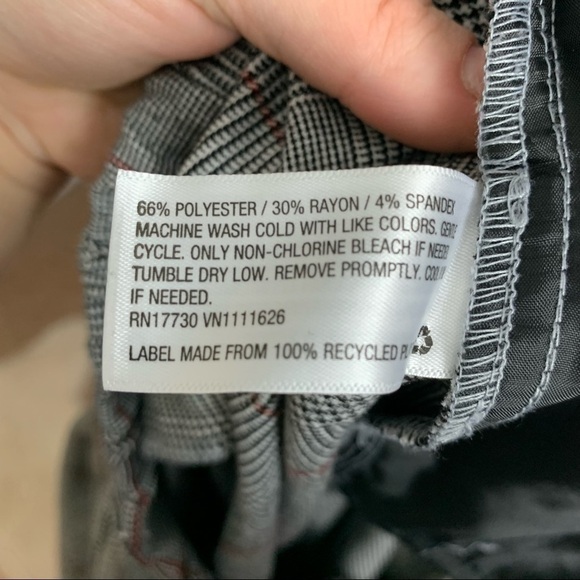 [A New Day] Gray Plaid Print Tapered Leg Elastic Waist Career Pant Trousers - Picture 7 of 10